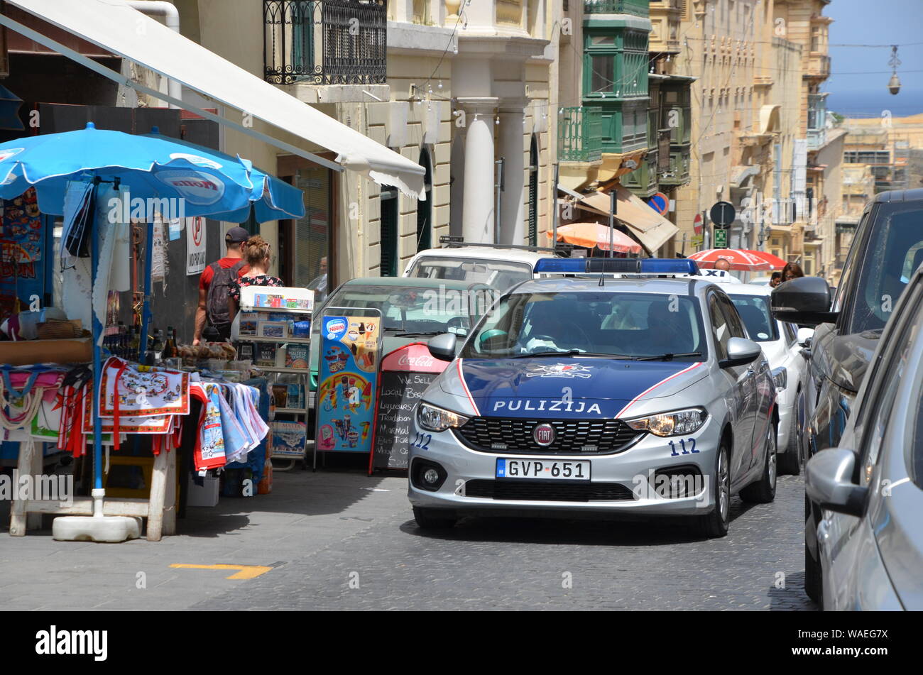 Maltesischen Polizei Auto auf Patrouille Valletta Stockfoto