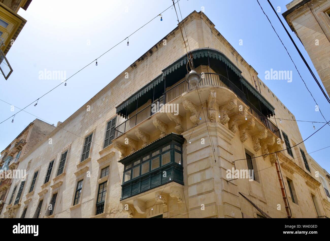 Gassen der alten historischen Stadt Valletta Malta Stockfoto