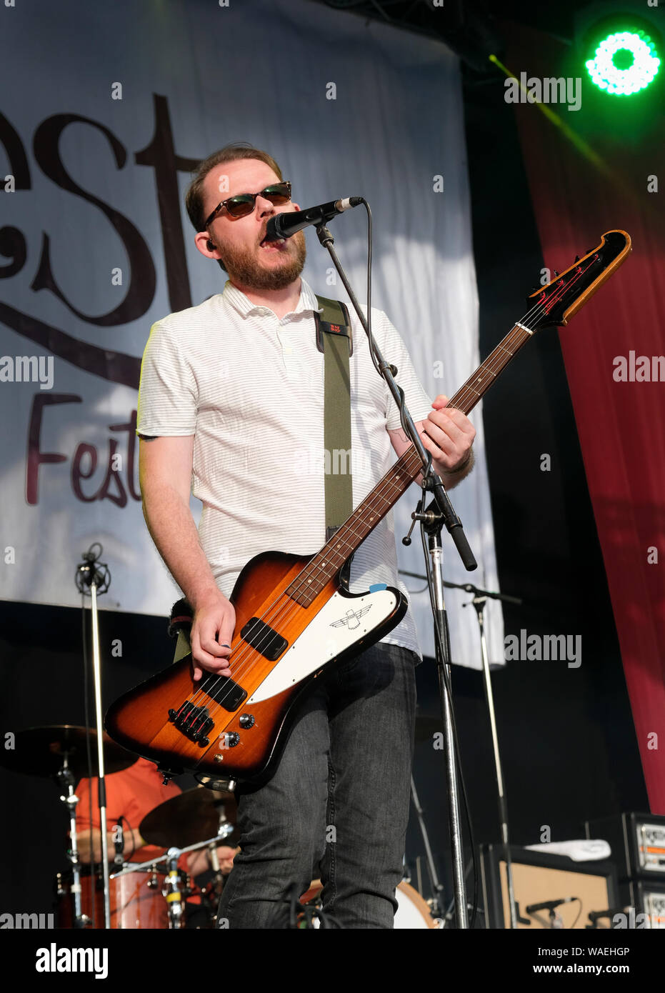 Greg Churchouse der Pfadfinderbewegung für Mädchen an Weyfest Music Festival, Tilford, Surrey, Großbritannien. August 18, 2019 Stockfoto