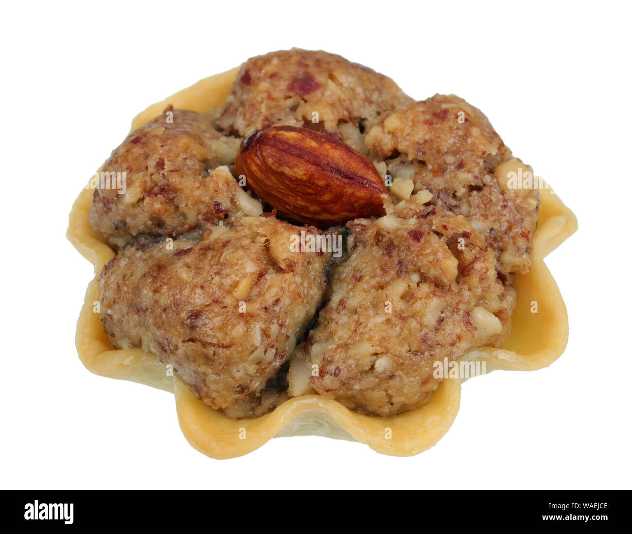 Traditionelle Algerische handgemachter Kuchen aus Mehl, Honig und Mandeln. Auf weissem studio Makroaufnahme isoliert Stockfoto