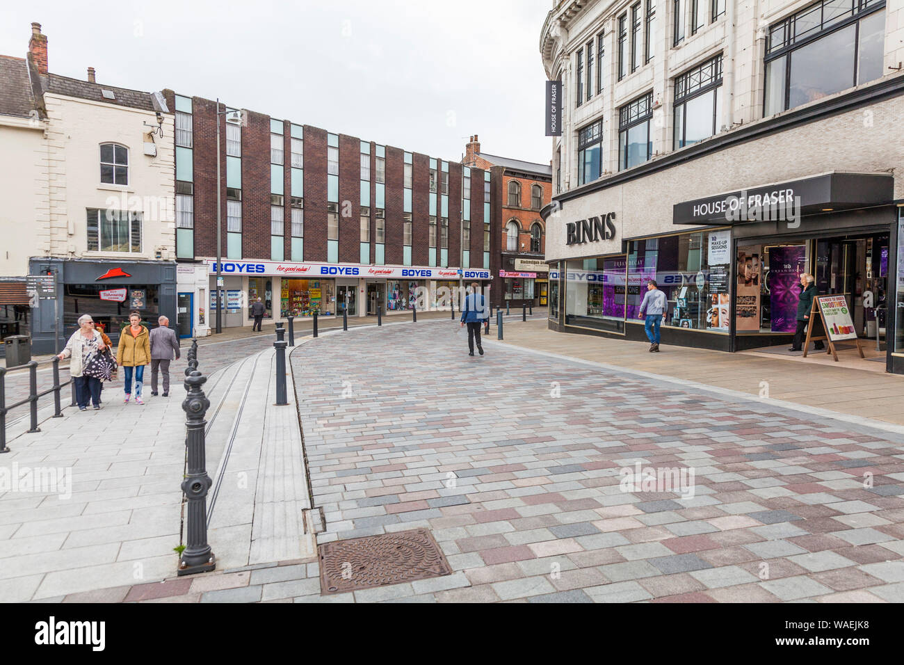 Binns/House of Fraser Store auf Hohe Zeile und Blackwellgate Ecke in Darlington, England, Großbritannien Stockfoto
