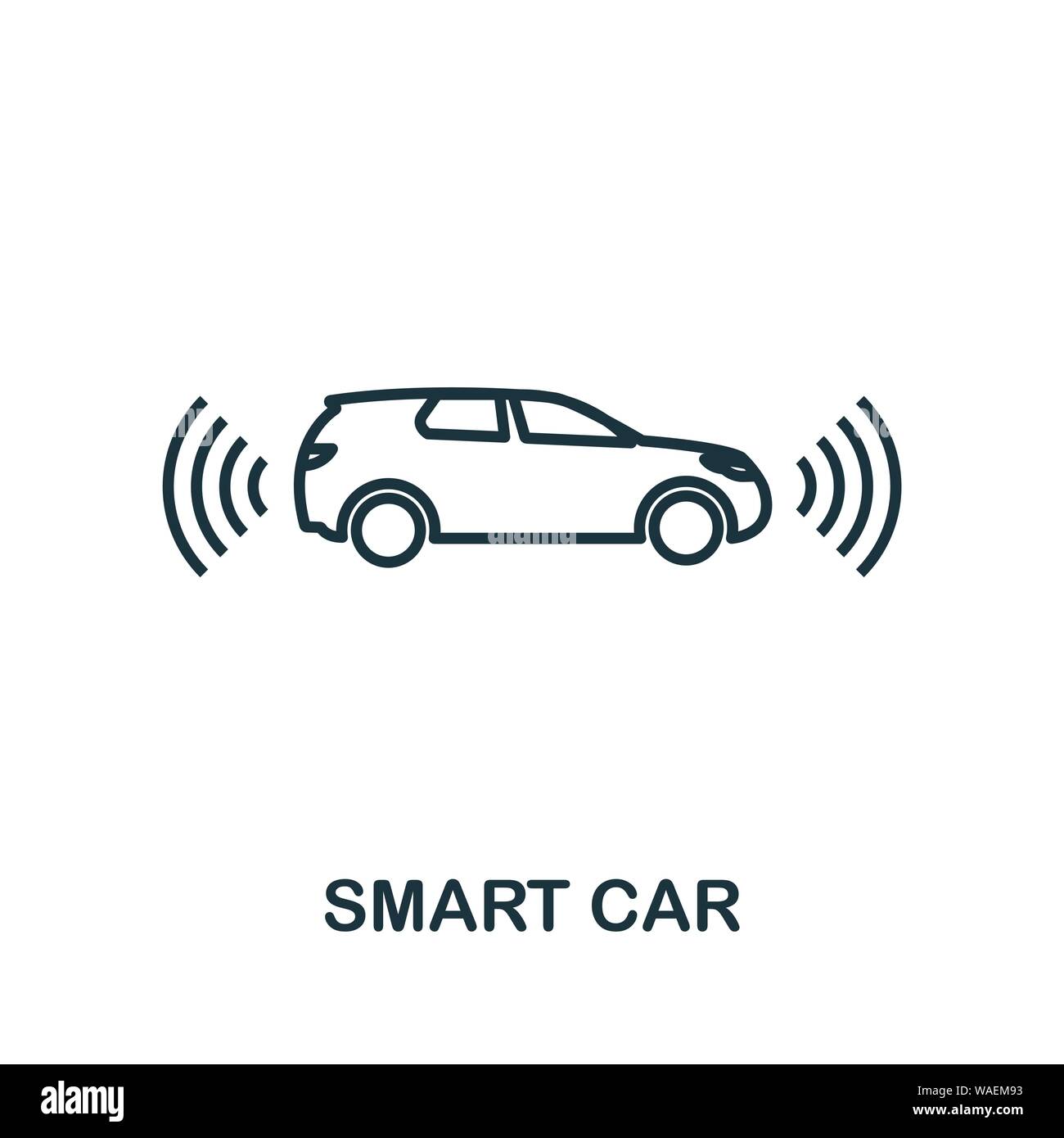 Smart Car-Umrisssymbol. Kreatives Design aus der Icon-Kollektion für intelligente Geräte. Premium Smart Car Umriss Symbol. Für Webdesign, Apps, Software und Stock Vektor