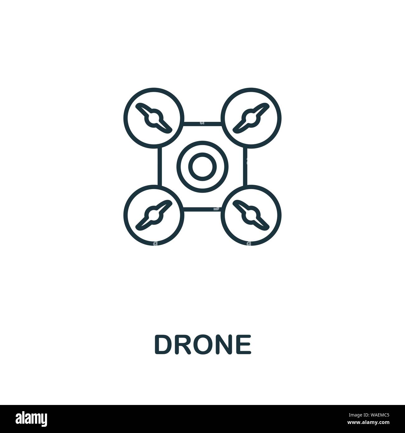 Symbol für den Dronenumriss. Kreatives Design aus der Icon-Kollektion für intelligente Geräte. Symbol für den Umriss einer Premium-Drohne. Für Webdesign, Apps, Software und Druck. Stock Vektor