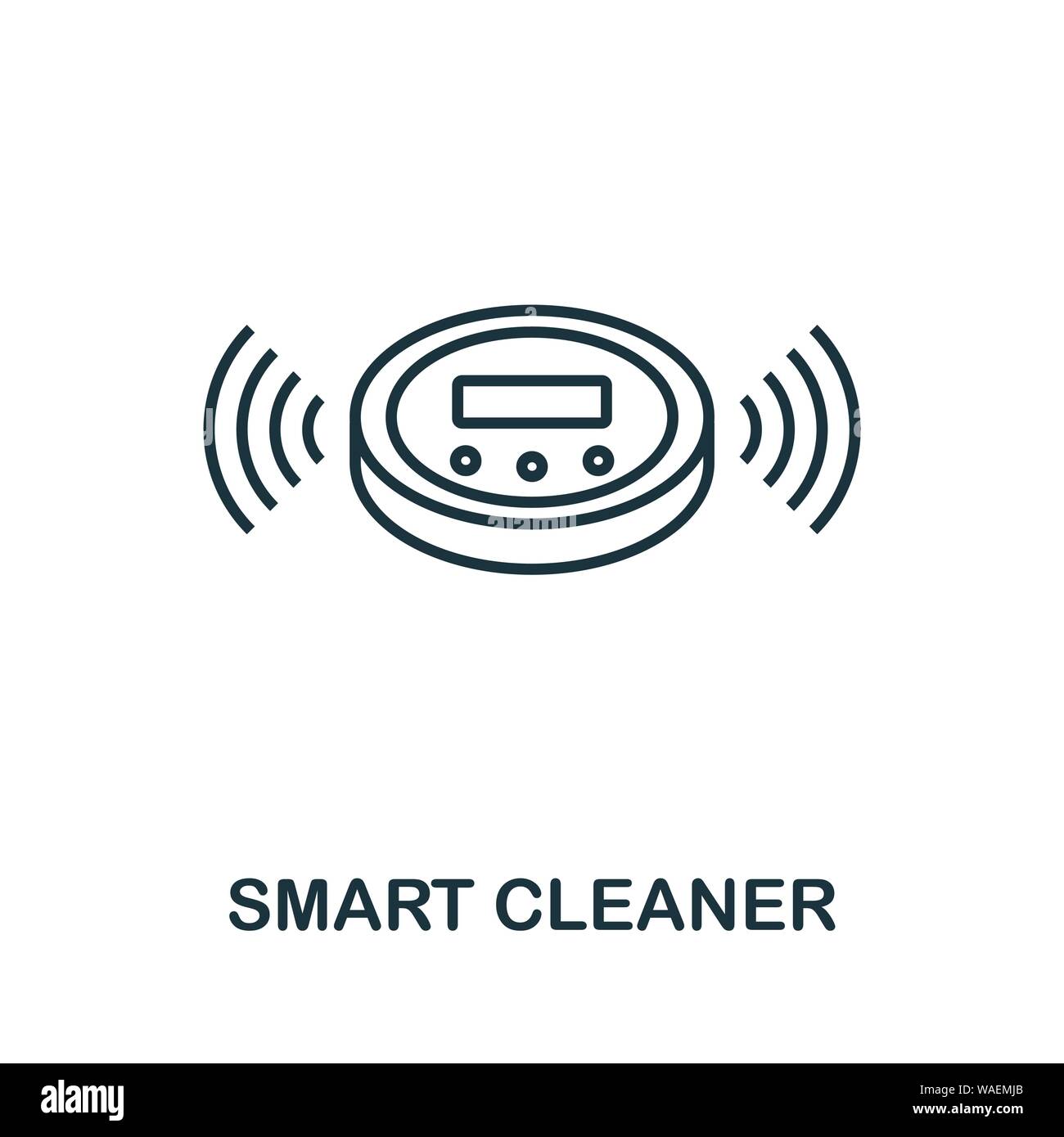 Smart Cleaner-Umrisssymbol. Kreatives Design aus der Icon-Kollektion für intelligente Geräte. Symbol für den Umriss des Premium Smart Cleaner. Für Webdesign, Apps, Software und Stock Vektor