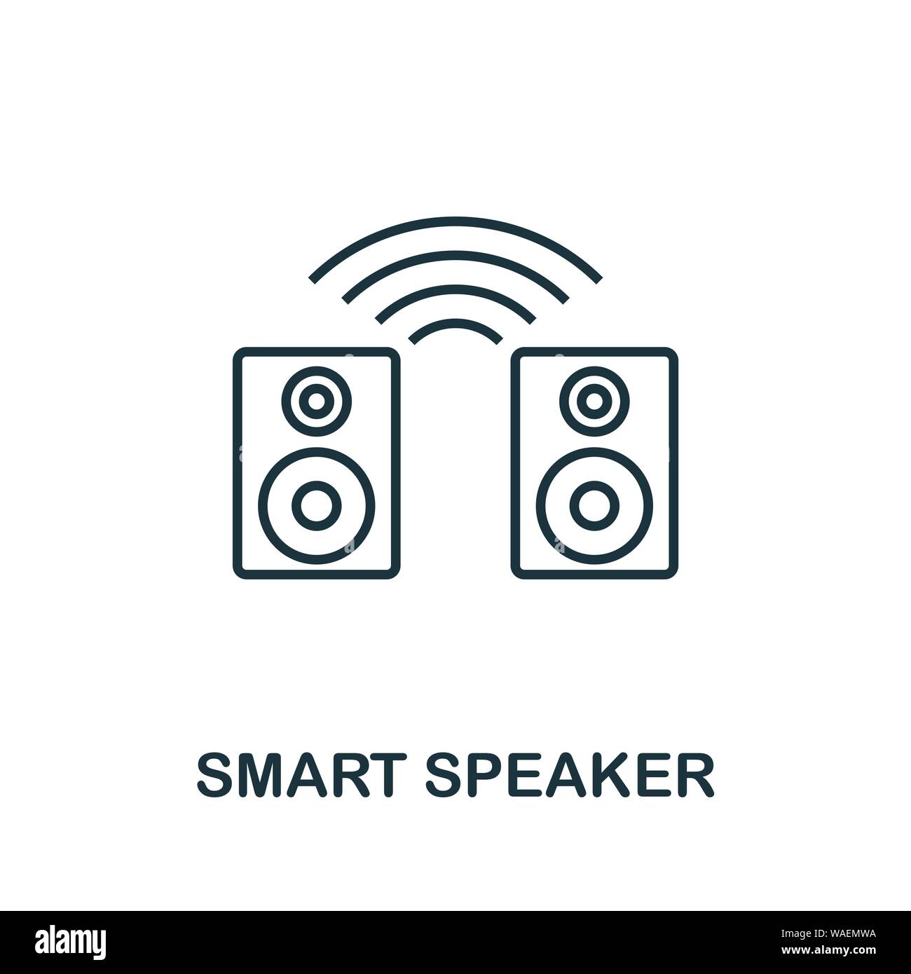 Symbol für die Kontur des intelligenten Lautsprechers. Kreatives Design aus der Icon-Kollektion für intelligente Geräte. Umrisssymbol für den Premium Smart Speaker. Für Webdesign, Apps, Software und Stock Vektor