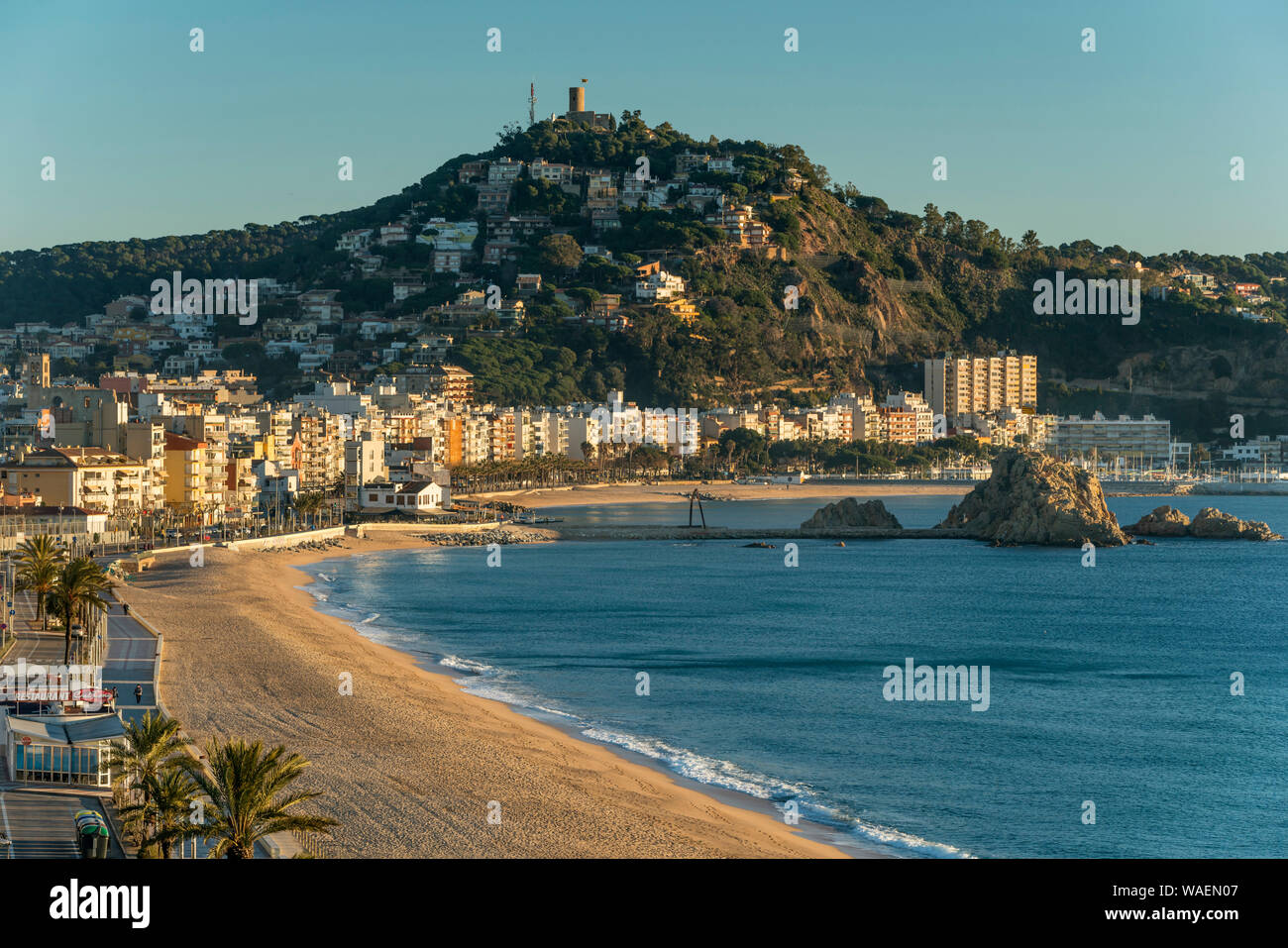 Strand Sabanell ALTSTADT BLANES COSTA BRAVA GERONA KATALONIEN SPANIEN Stockfoto