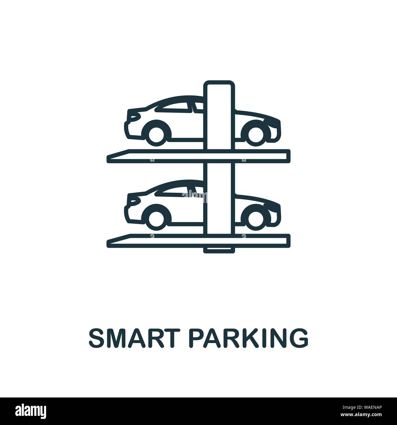 Umrisssymbol für intelligentes Parken. Kreatives Design aus der Icon-Kollektion für intelligente Geräte. Symbol für die Übersicht des Premium Smart Parkplatzes. Für Webdesign, Apps, Software und Stock Vektor