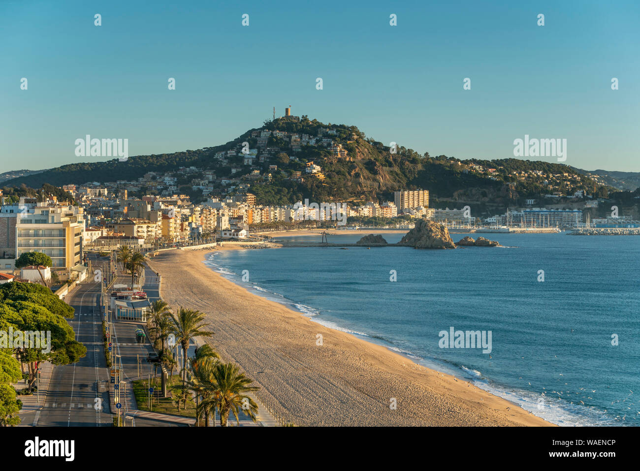 Strand Sabanell ALTSTADT BLANES COSTA BRAVA GERONA KATALONIEN SPANIEN Stockfoto