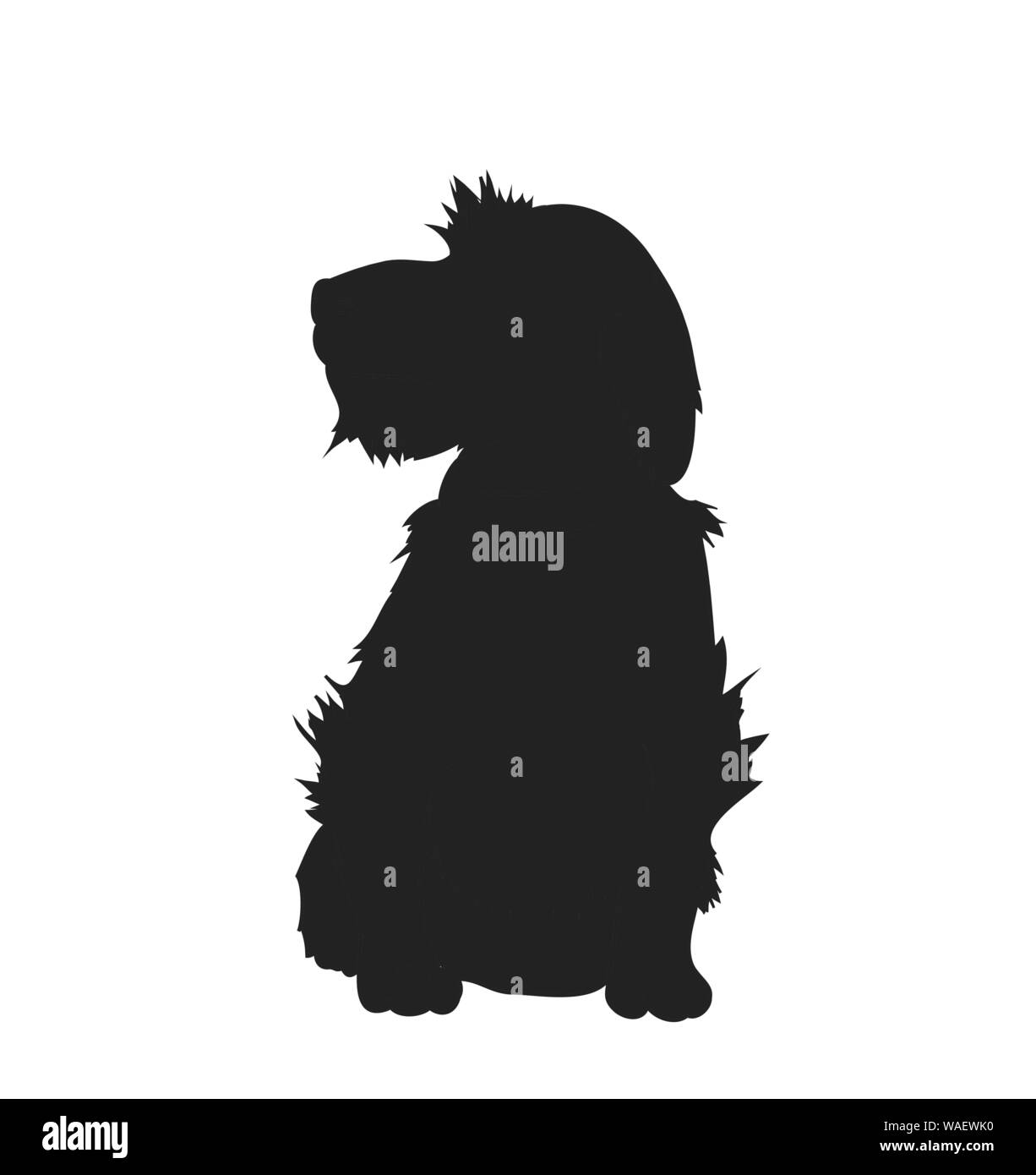 Dog Sitting, Silhouette, Vector, weißer Hintergrund, Vektor Stock Vektor