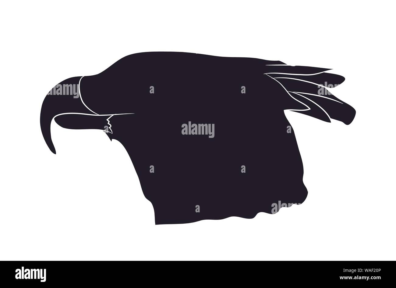 Vector Illustration eines Portrait eines Adlers, Silhouette, Vector, weißer Hintergrund Stock Vektor
