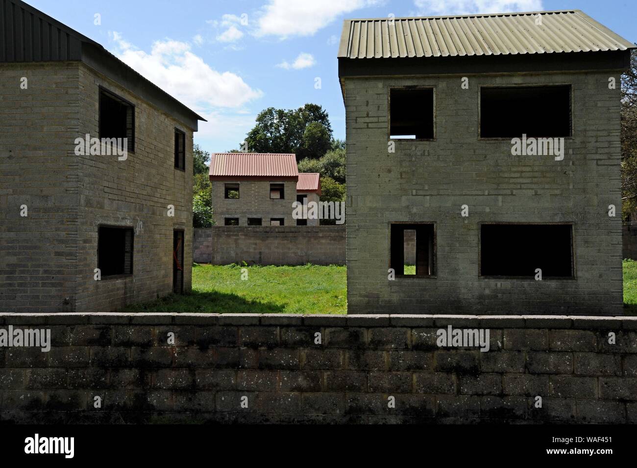 Die urbanen Kriegsführung Bereich Schulungen an Imber auf Sailsbury Ebene während der jährlichen Imber Kirche Tag der offenen Tür, 17. August 2019 Stockfoto