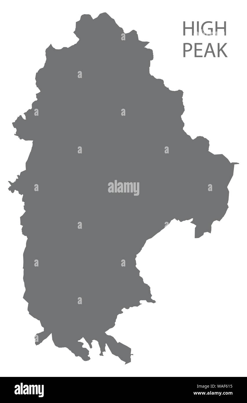 High Peak grau Bezirk Karte von East Midlands England Großbritannien Stock Vektor