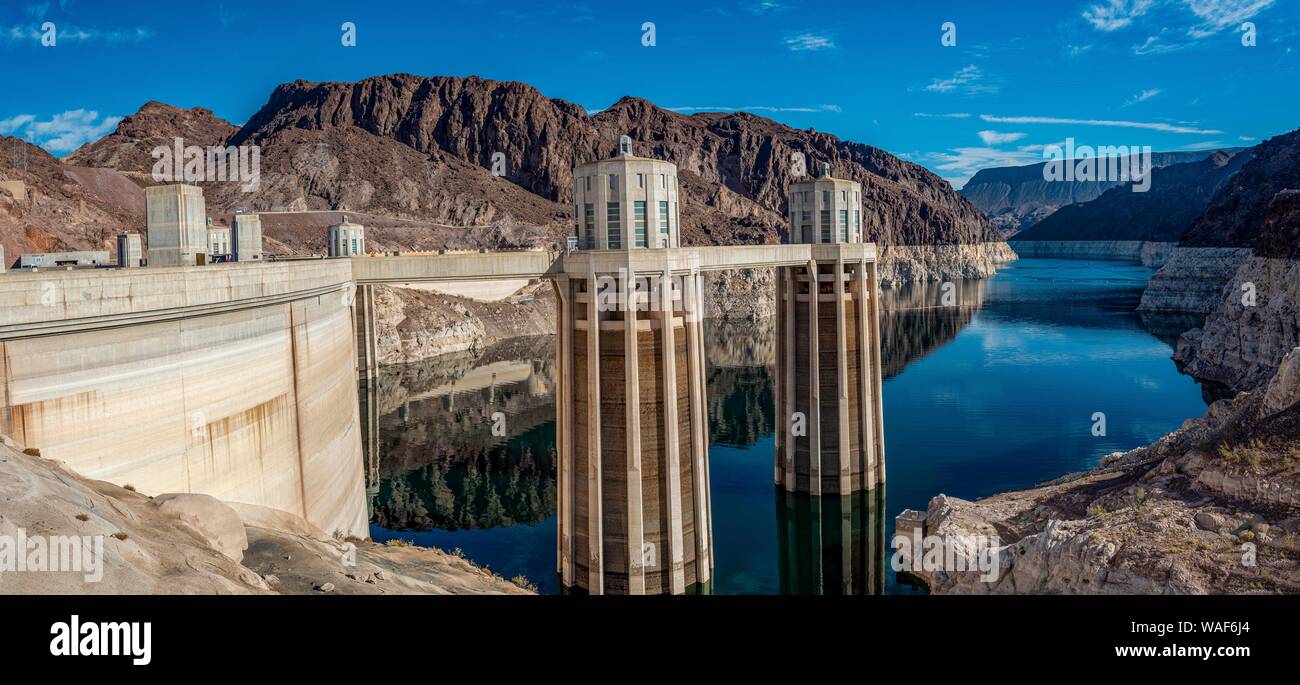 Hoover Dam Hoover Dam, Dam, Lake Mead, Lake Mead Erholungsgebiet, Arizona, Nevada, USA Stockfoto