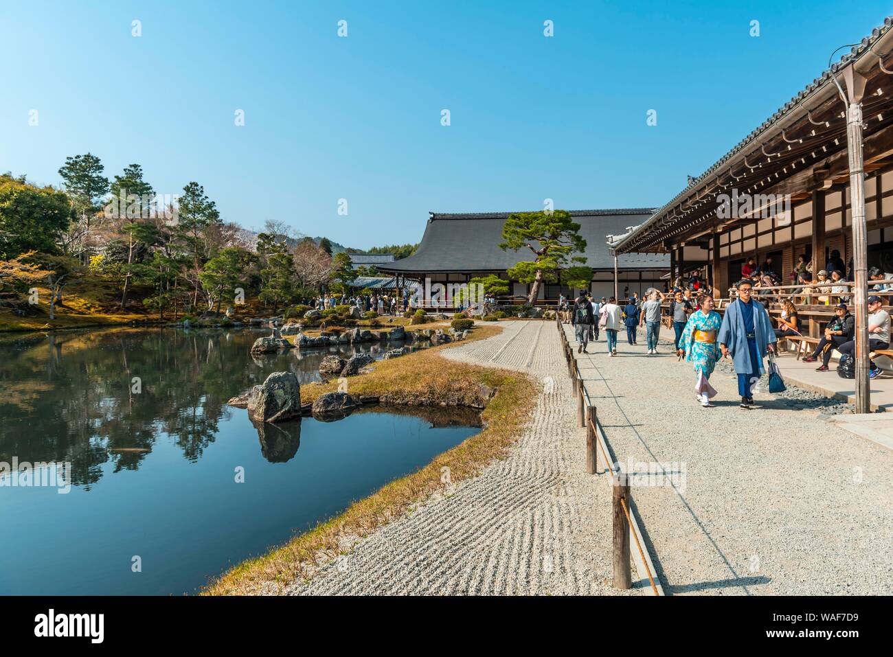 Garten, Sogenchi Tenryuji Temple, Sagatenryuji Susukinobabacho, Kyoto, Japan Stockfoto