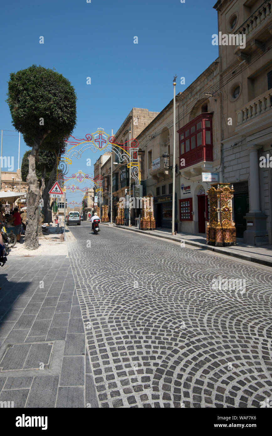 Victoria ist die Hauptstadt von Gozo, einer Insel in der Nähe von Malta im Mittelmeer. Nur eine kurze Fahrt mit der Fähre in den Hafen von Mgarr. Stockfoto