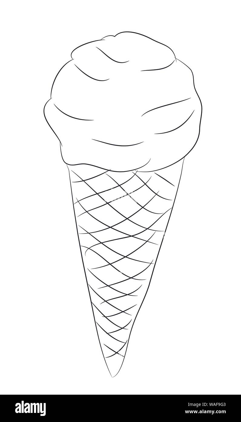 Eis in der Waffel Schale, Linien, Vector, weißer Hintergrund Stock Vektor