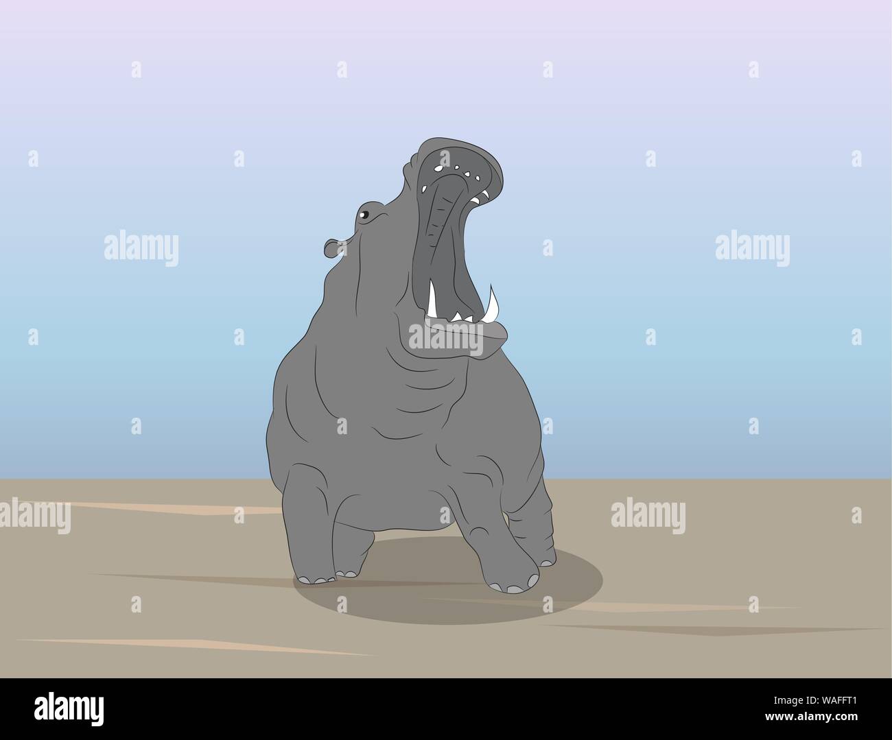 Grau hippo stehen auf Natur, Vektor, die Tier- und Pflanzenwelt Stock Vektor