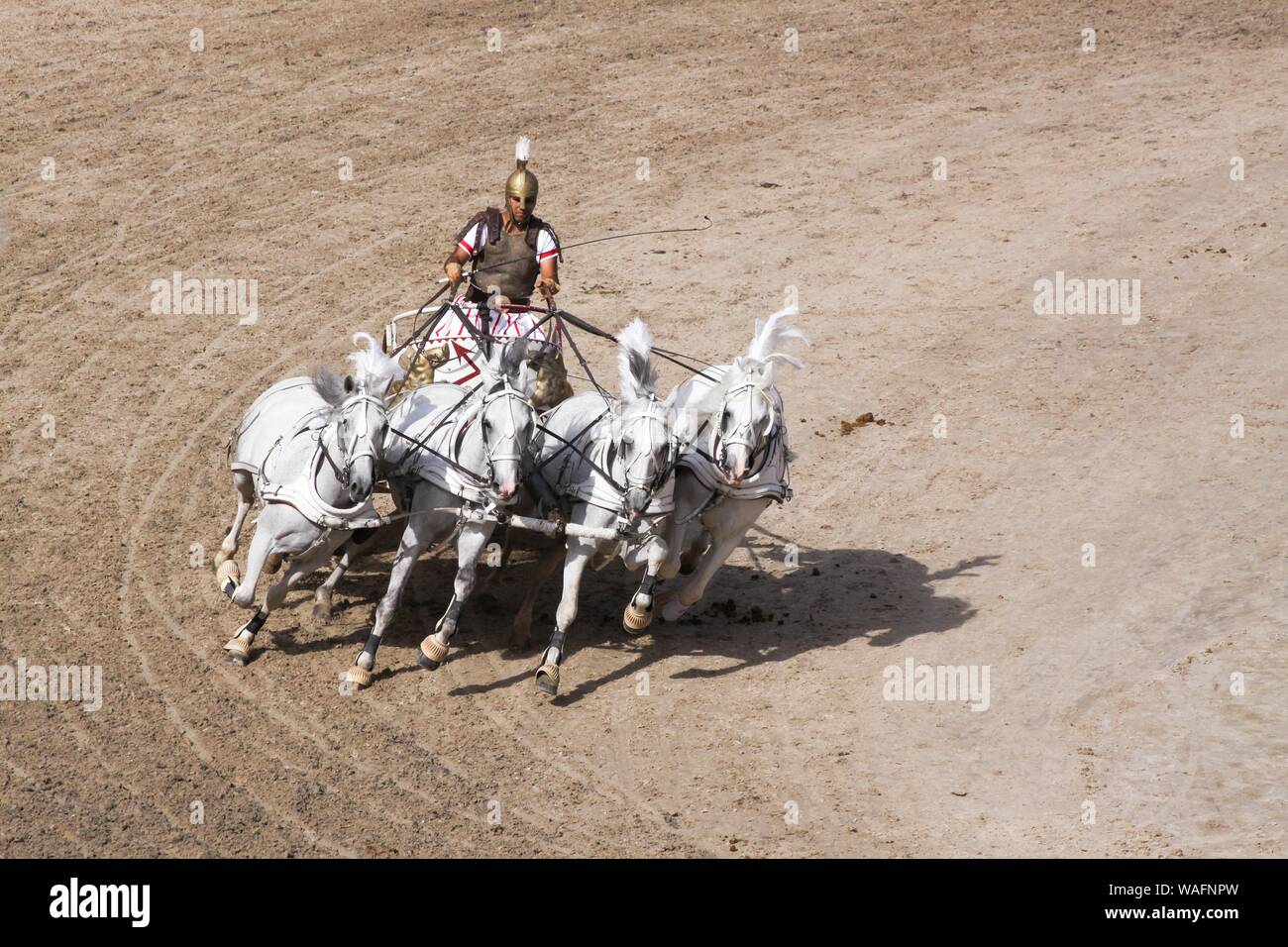 Römische Wagenrennen in Puy du Fou in Frankreich Stockfoto