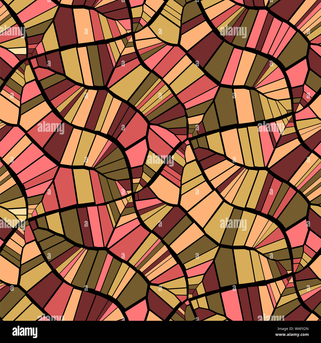 Zusammenfassung nahtlose Vektor Muster. Risse, Linien, Polygone. Gelb, rot, beige und schwarz farben. Isolierte Hintergrund Stockfoto
