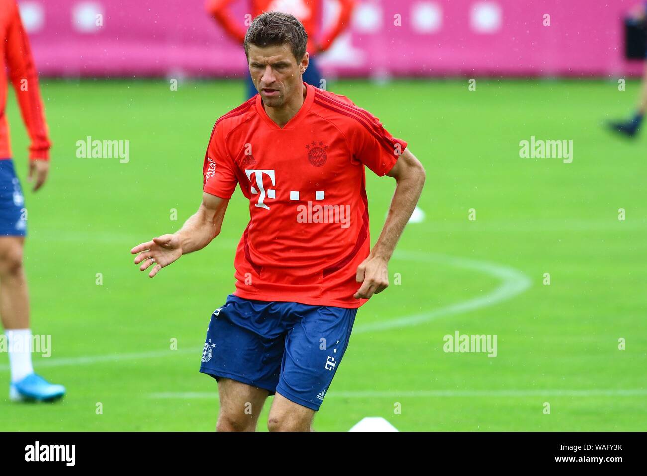 München, Deutschland. 20 Aug, 2019. München, Deutschland 20. August 2019: 1. BL-19/20 - FC Bayern München Ausbildung 20.08.2019 Thomas Mvºller/Mueller (FC Bayern München), Förderung/Single Image/| Verwendung der weltweiten Kredit: dpa/Alamy leben Nachrichten Stockfoto
