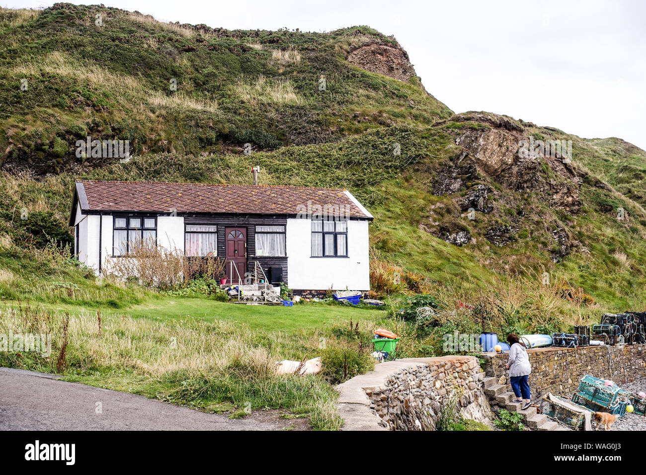 Fisherman's Cottage in Niarbyl, von der Insel Man Stockfoto