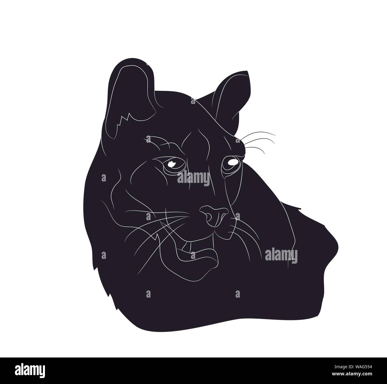 Vector Illustration einer Löwin , Schattenbild zeichnen, Vector, weißer Hintergrund Stock Vektor