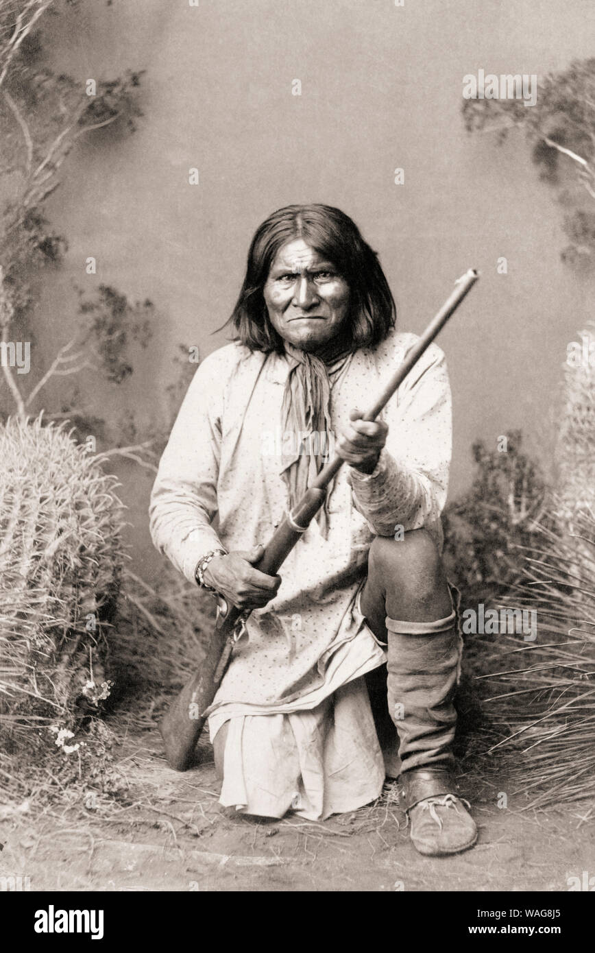 Geronimo, 1829-1909. Ein Führer und Medizinmann der Bedonkohe Band des Apache Tribe. Stockfoto