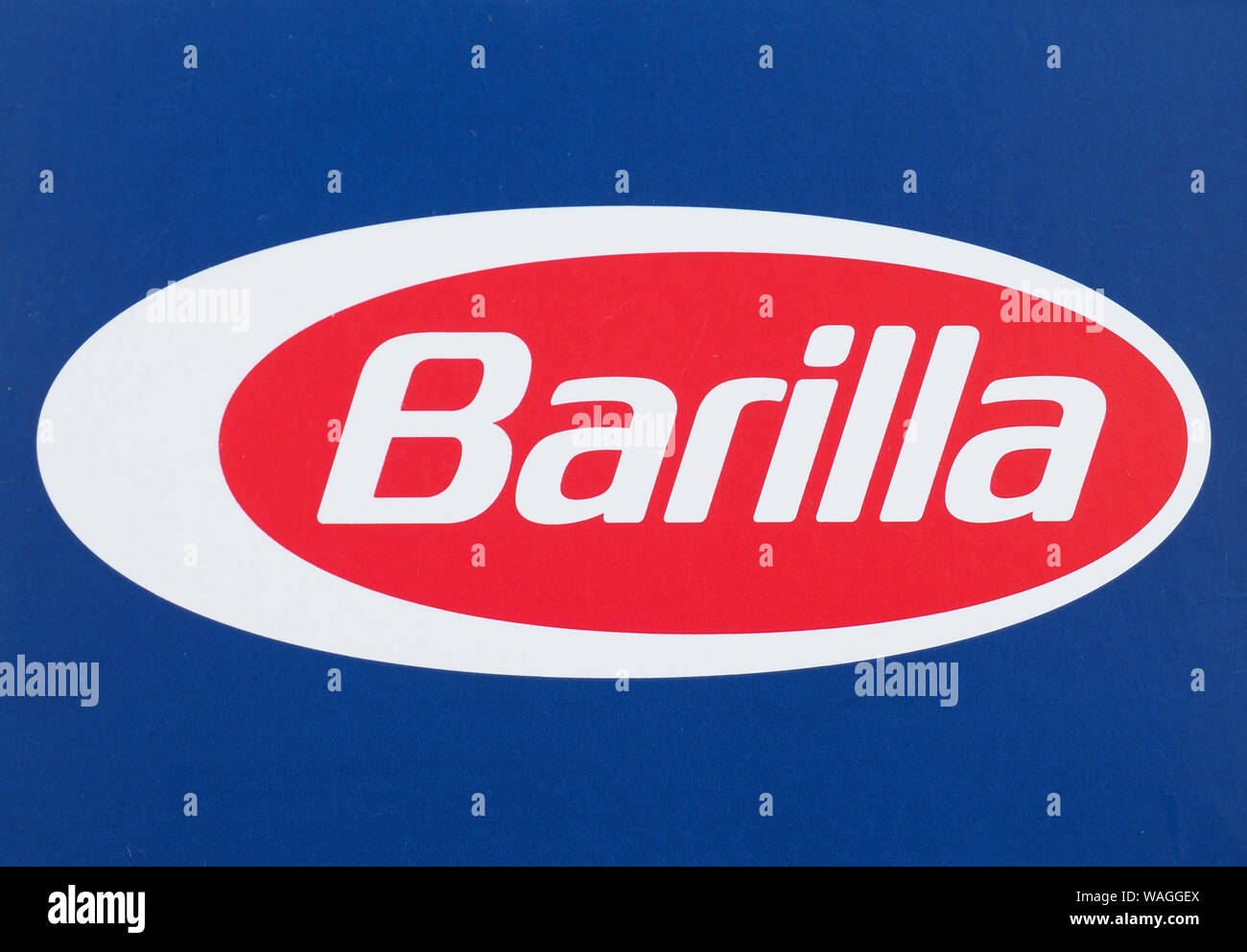 PARMA, ITALIEN - ca. August 2019: Barilla logo Stockfoto