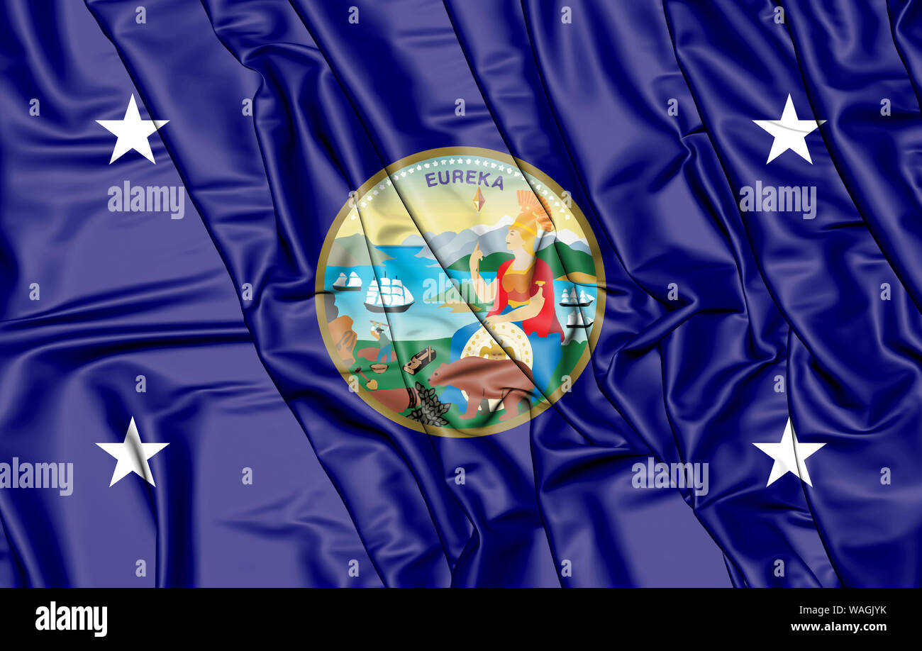 3D Standard der Gouverneur von Kalifornien, USA. 3D-Darstellung. Stockfoto