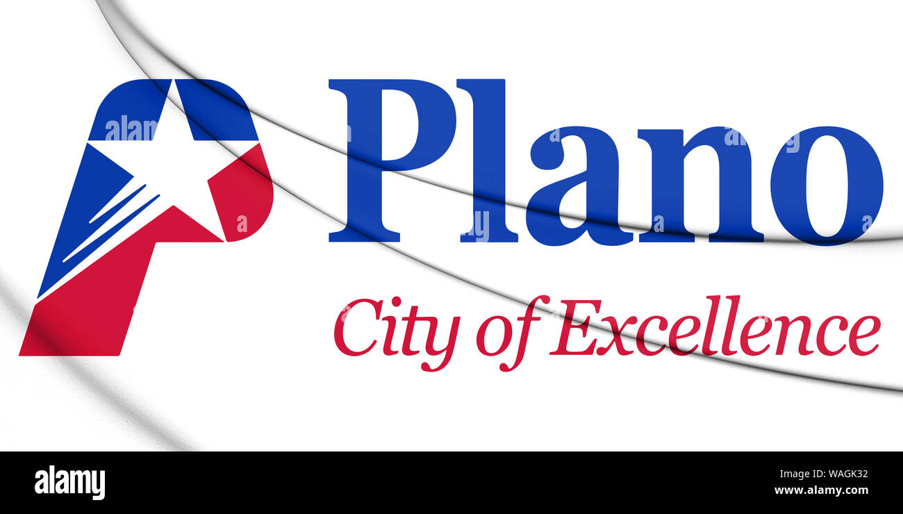 3D-Markierung von Plano (Texas), USA. 3D-Darstellung. Stockfoto