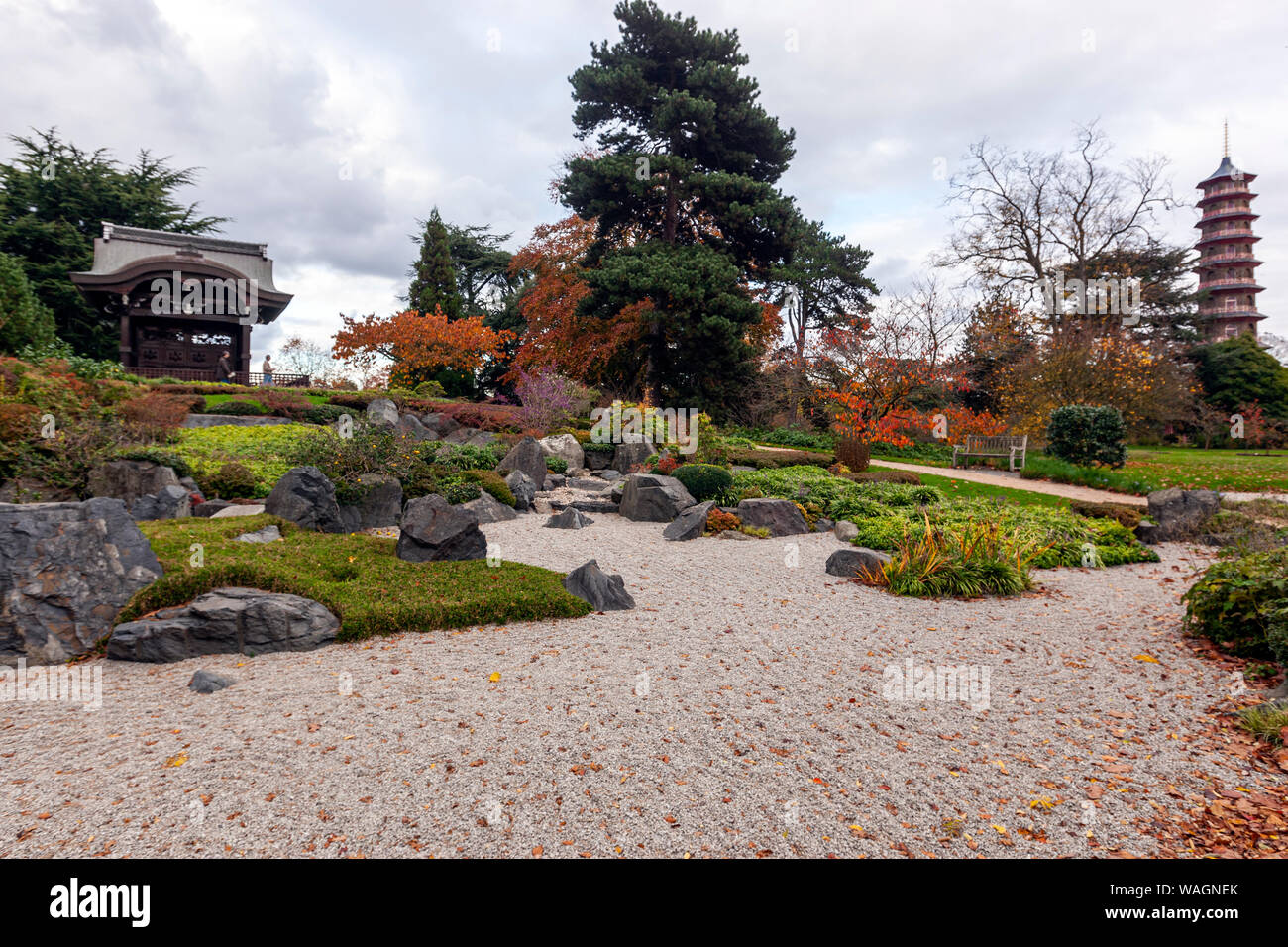 Japanische Landschaft, Royal Botanic Gardens, Kew, London Borough von Richmond upon Thames, England, Vereinigtes Königreich, Stockfoto
