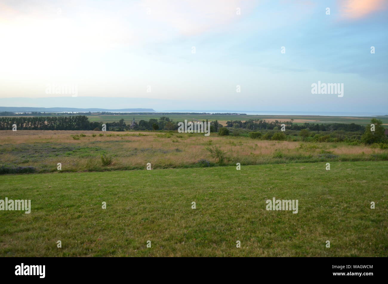 Sommer in Nova Scotia: mit Blick auf die Grand Pre in Annapolis Valley Stockfoto