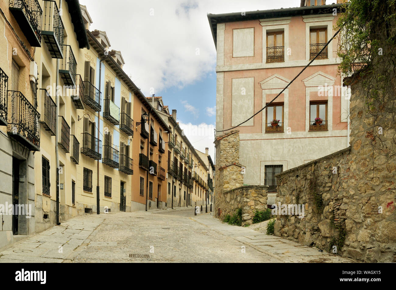 Verderones Straße. Real Sitio de San Ildefonso, Segovia. Stockfoto
