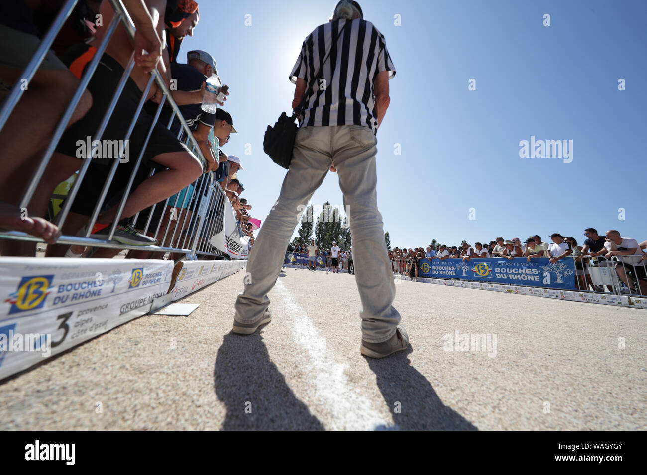 Im Laufe des Monats Juli sind größte Turnier der Welt von Boule Spiel der Provence Marseille Frankreich durchgeführt. Mehr als 12.000 Spieler in Stockfoto