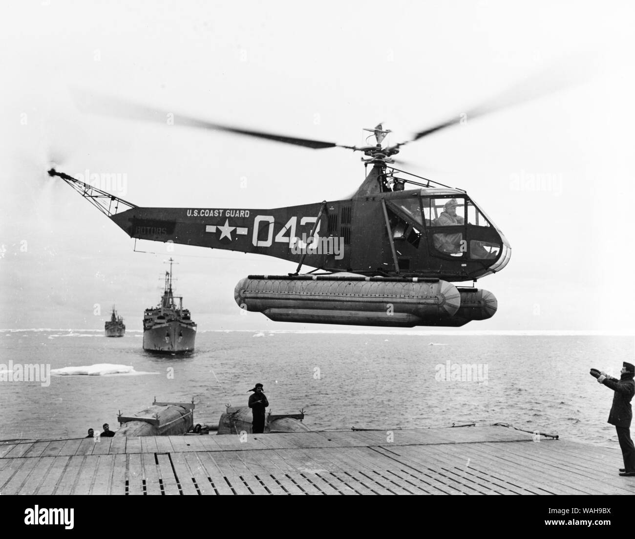 HNS HNS-1 Hoverfly, Sikorsky Hubschrauber Landung 1947 Stockfoto