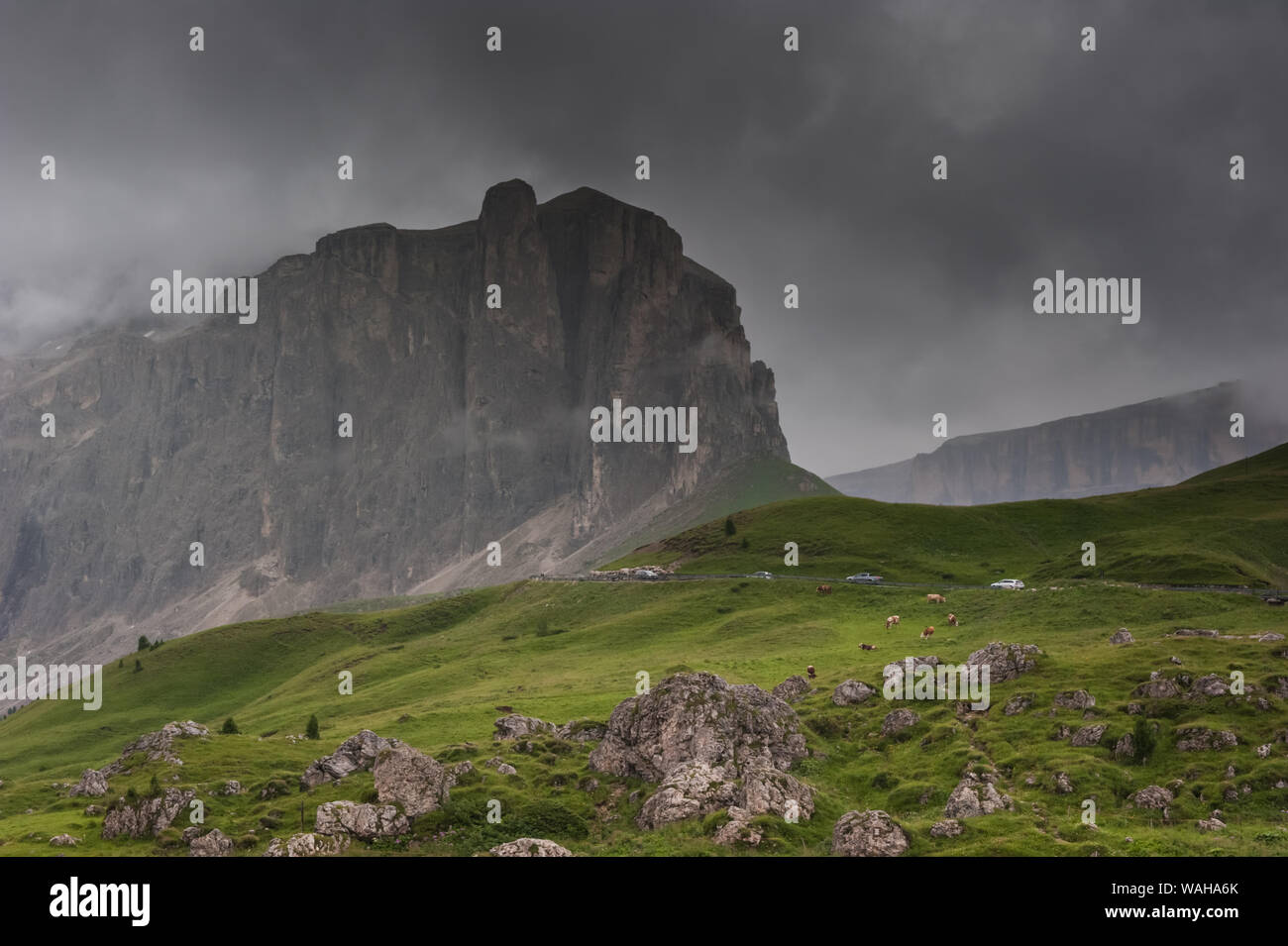 Die Sella und den Pordoi Pässe in Südtirol, Italien Stockfoto