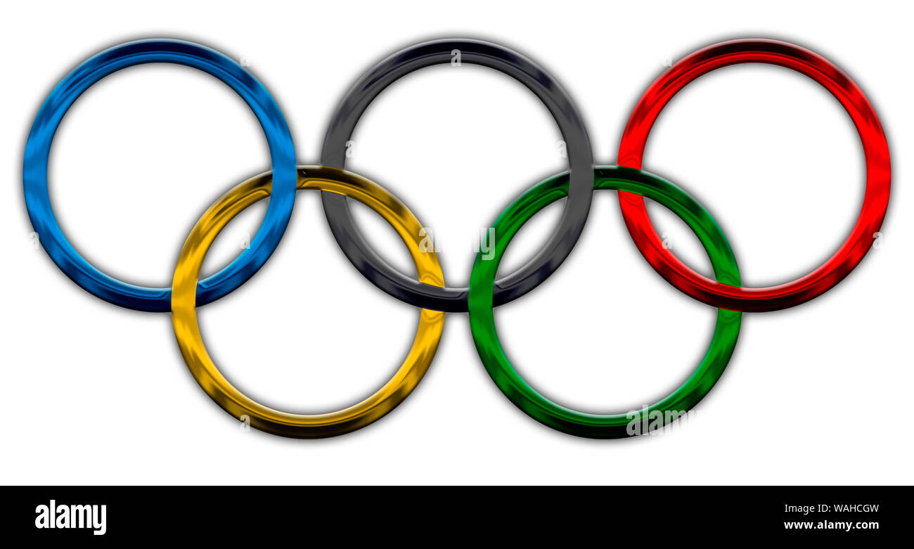 Olympische Ringe Symbol, metallischen Stil Stockfoto