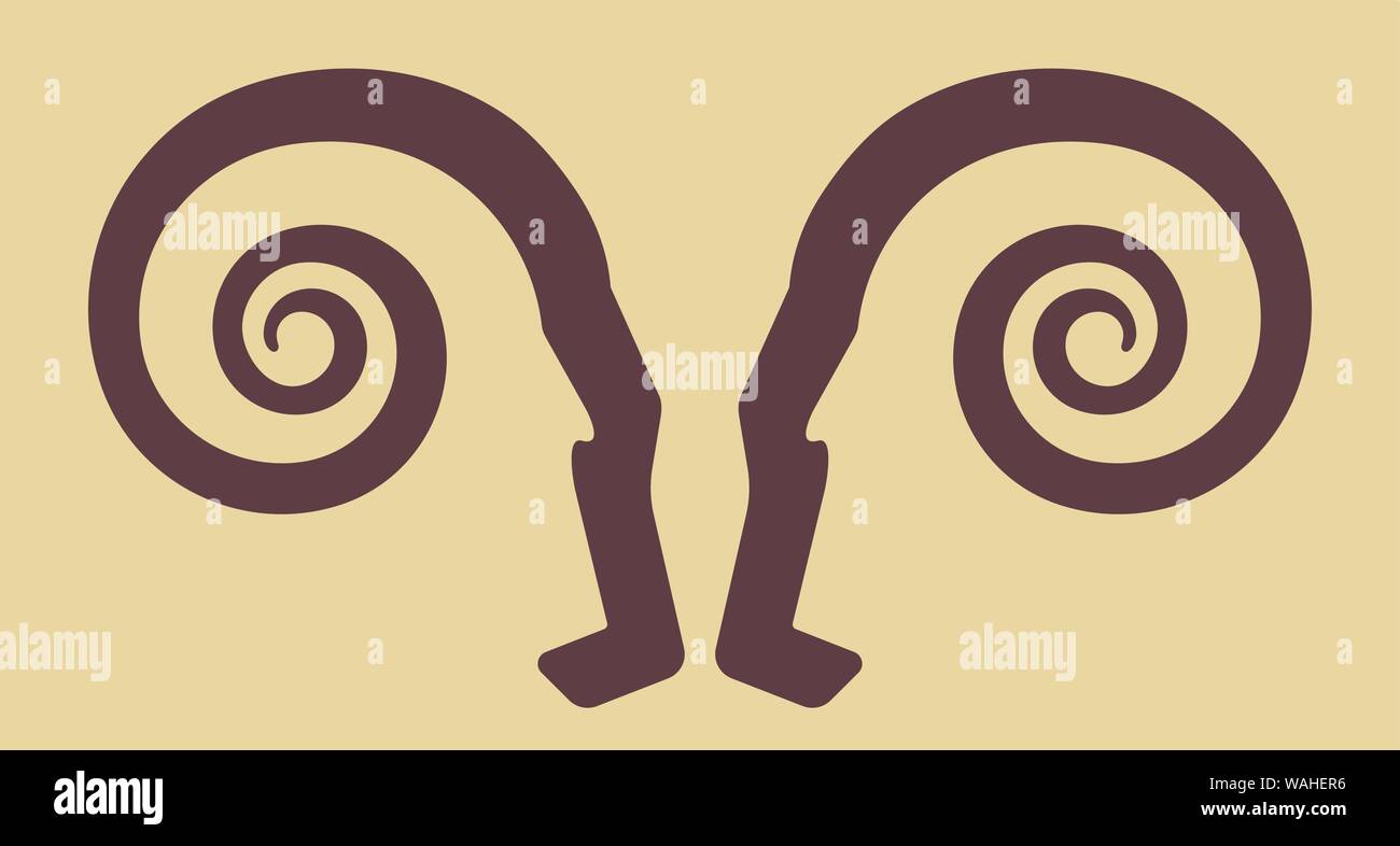 Vector Illustration. Ziege Gesichter Symbol in Flach- und geometrischen Stil. Stock Vektor