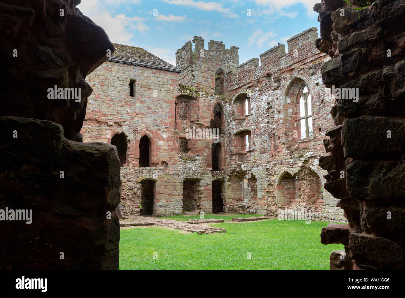 Acton Burnell Schloss, ein aus dem 13. Jahrhundert befestigtes Herrenhaus in der Nähe von Acton Burnell, Shropshire, England, Großbritannien Stockfoto