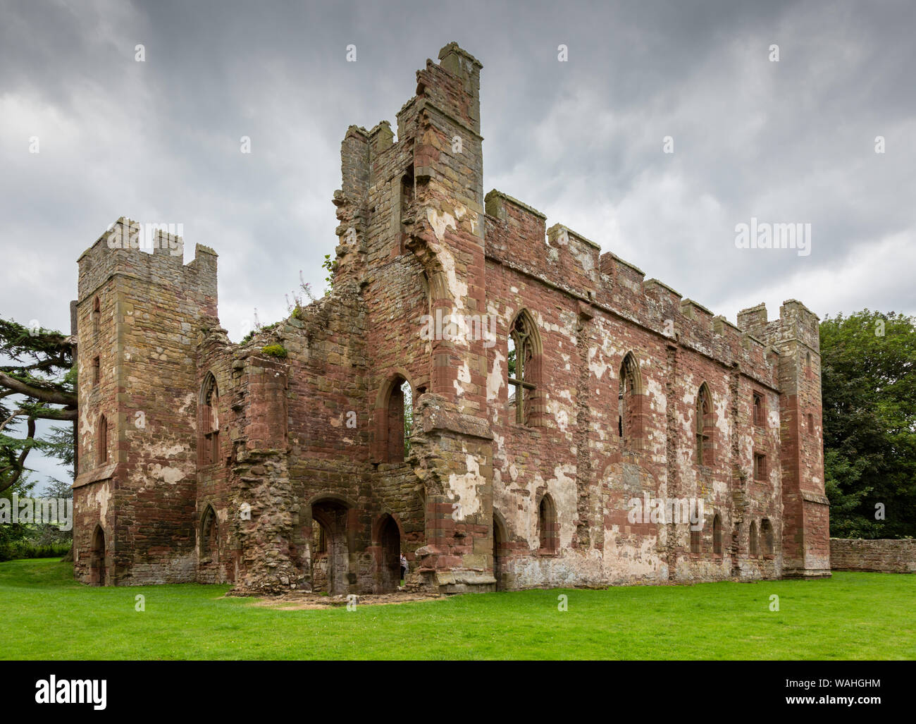 Acton Burnell Schloss, ein aus dem 13. Jahrhundert befestigtes Herrenhaus in der Nähe von Acton Burnell, Shropshire, England, Großbritannien Stockfoto