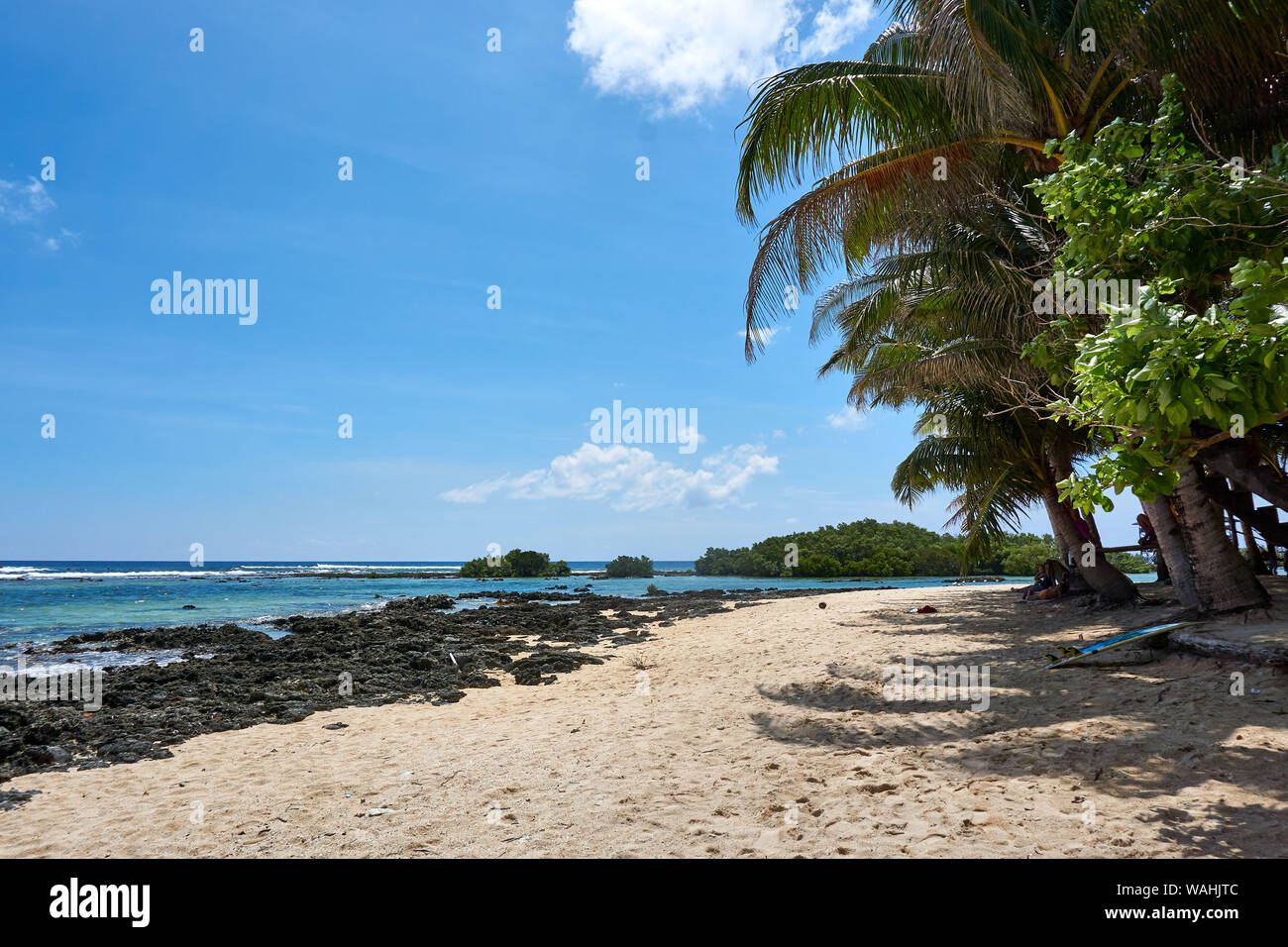 Philippinen, Siargao Island, 20.Juli.2019 Menschen besuchen Wolke 9 berühmtesten Surf sport in Philippinen Stockfoto
