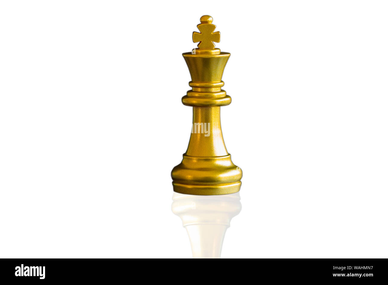 Close up Stück Schach König auf isolierten weißen Hintergrund mit Freistellungspfaden. Der König in der Schlacht schach spiel stand am Schachbrett. Di Schnitt mit Pfad simp Stockfoto