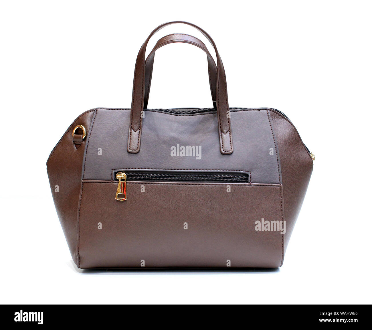 Schöne Frau Handtasche auf weißem Hintergrund Stockfoto