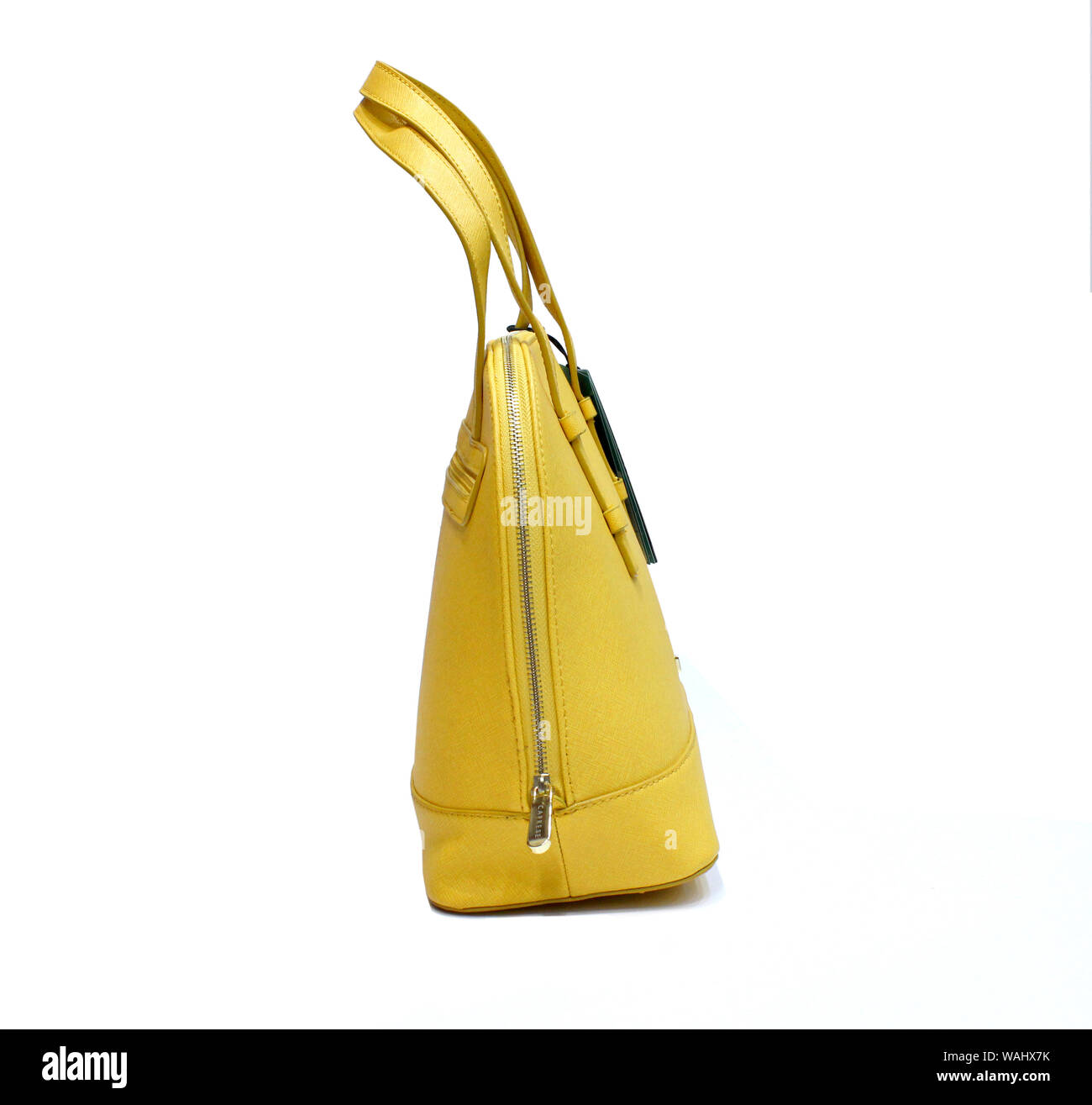 Schöne Frau Handtasche auf weißem Hintergrund Stockfoto