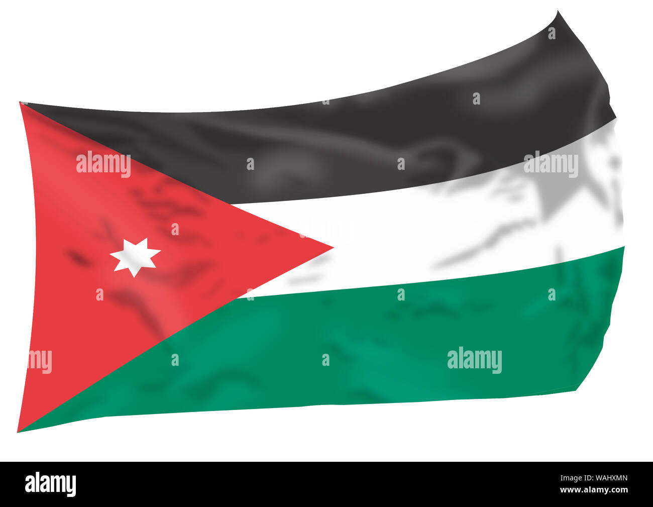 Fliegen Jordanien Fahne im Wind. Stockfoto