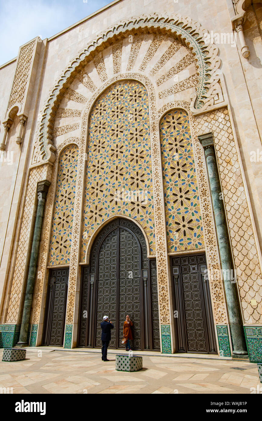 Casablanca, Marokko. Hassan-II.-Moschee, die größte Moschee in Marokko. Stockfoto