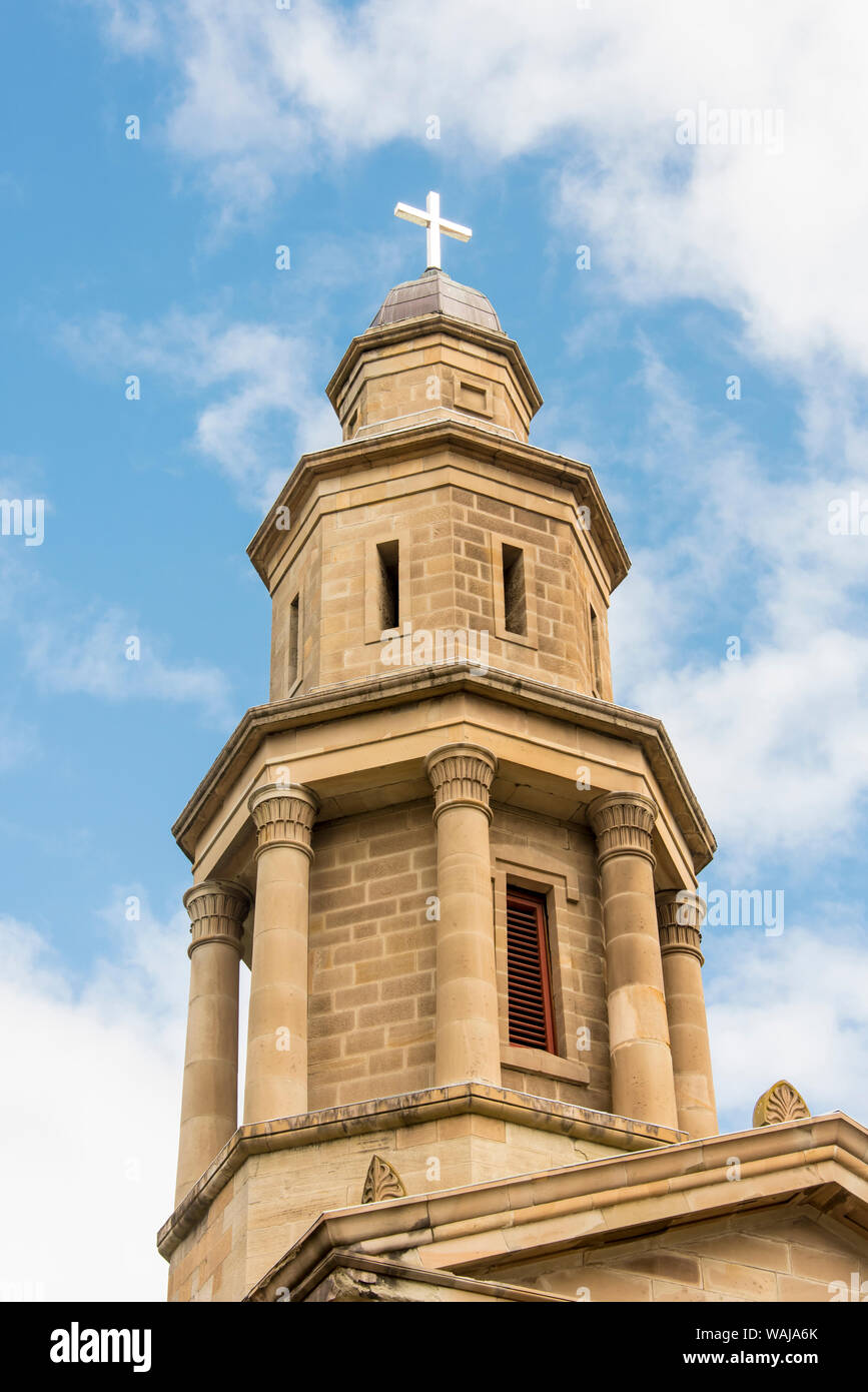 Australien, Tasmanien, Hobart. Kampf um die Altstadt Stadtteil St Georges anglikanische Kirche. Aus Sandstein. Turm verwendet für die Navigation Derwent River 1800 Stockfoto