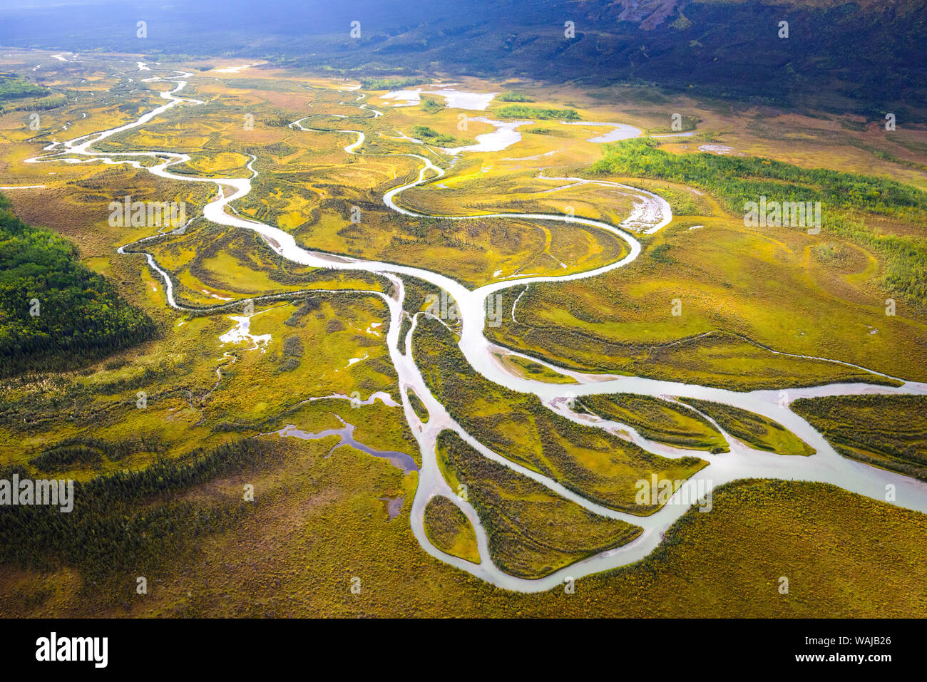 Kanada, Yukon, Kluane National Park, Antenne des Dezadeash River. Stockfoto