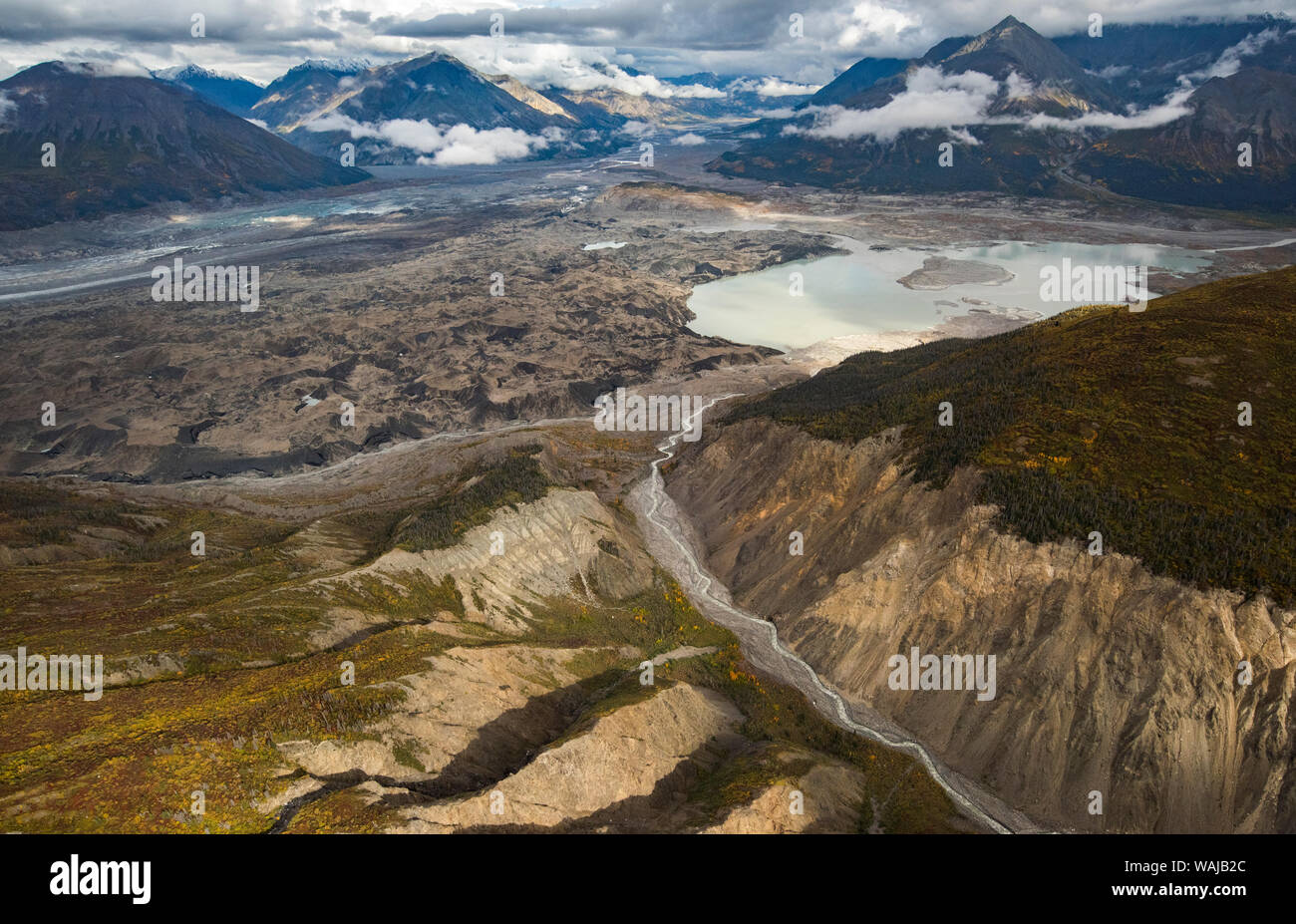 Kanada, Yukon, Kluane National Park, Antenne Slims River. Stockfoto