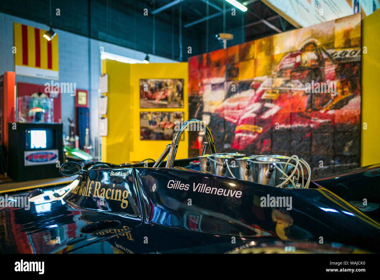 Kanada, Quebec, Berthierville. Gilles Villeneuve Museum, der legendären Rennfahrer Gilles Villeneuve und sein Bruder Jacques gewidmet, Rennwagen Stockfoto